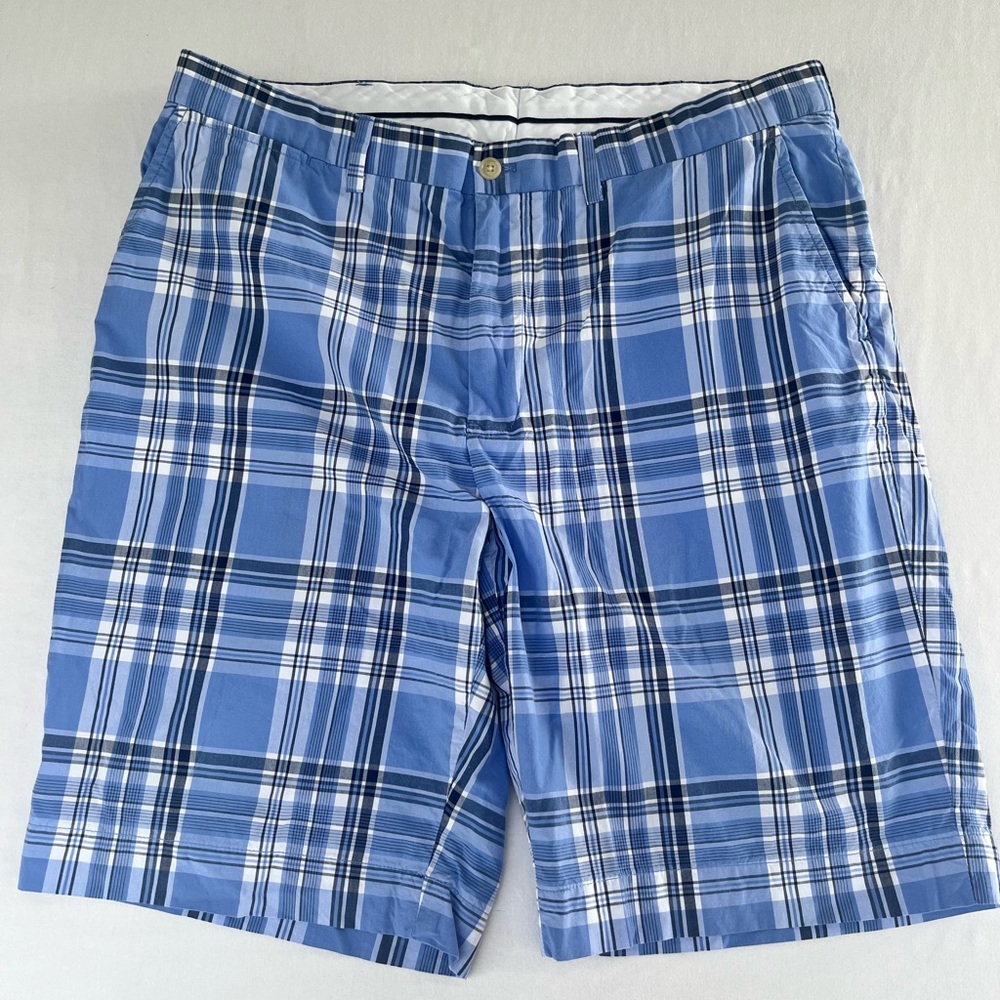 Vintage Ralph Lauren Polo Golf Blue Plaid Cotton Nautical Men’s Shorts Size 36